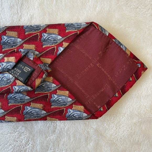 Ermenegildo Zegna 58" Necktie 100% Silk Multicolor Geometric Designer Tie - Picture 4 of 5